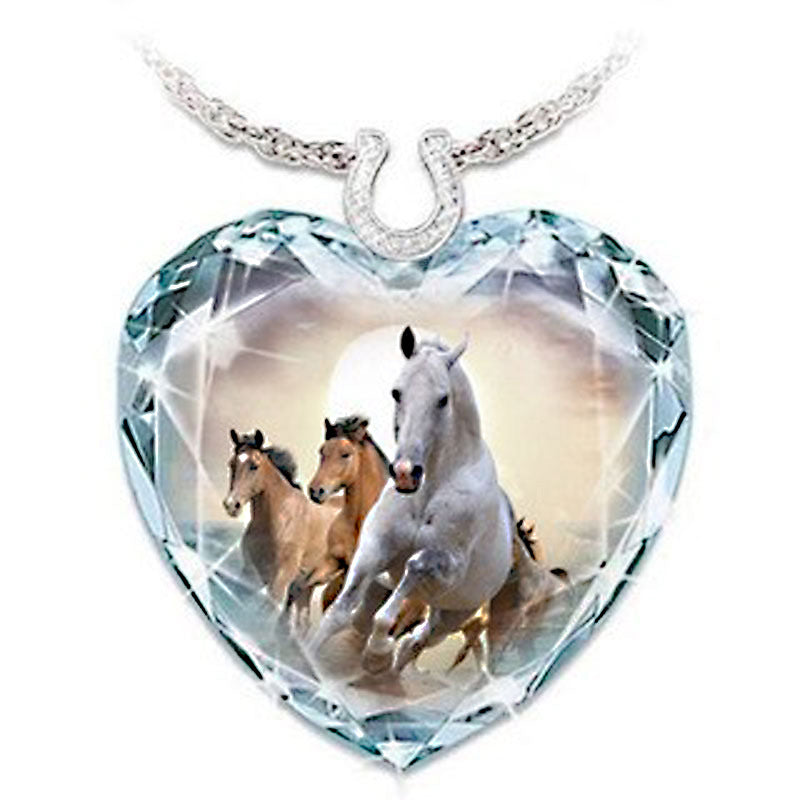 Crystal Peach Heart Pendant Series Simple Necklaces