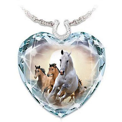 Crystal Peach Heart Pendant Series Simple Necklaces