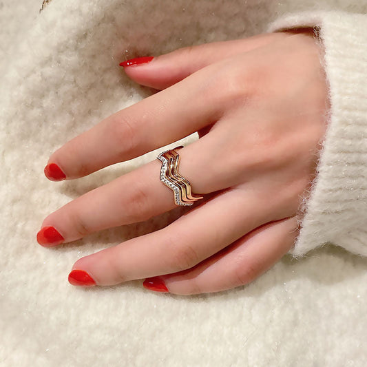 Women's Steel Simple Rose Gold Stainless Retro Rings