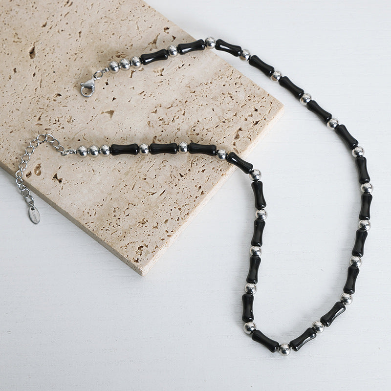 Women's Affordable Luxury High-grade Natural Stone Black Agate Handmade Necklaces