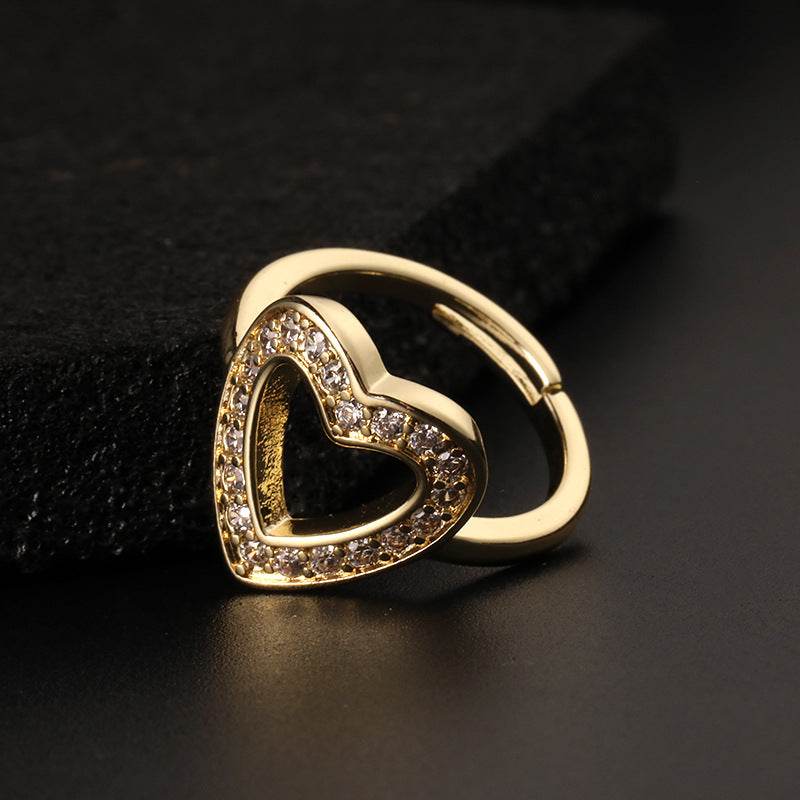 Luxury Personalized Niche Design Colorful Heart-shaped Rings