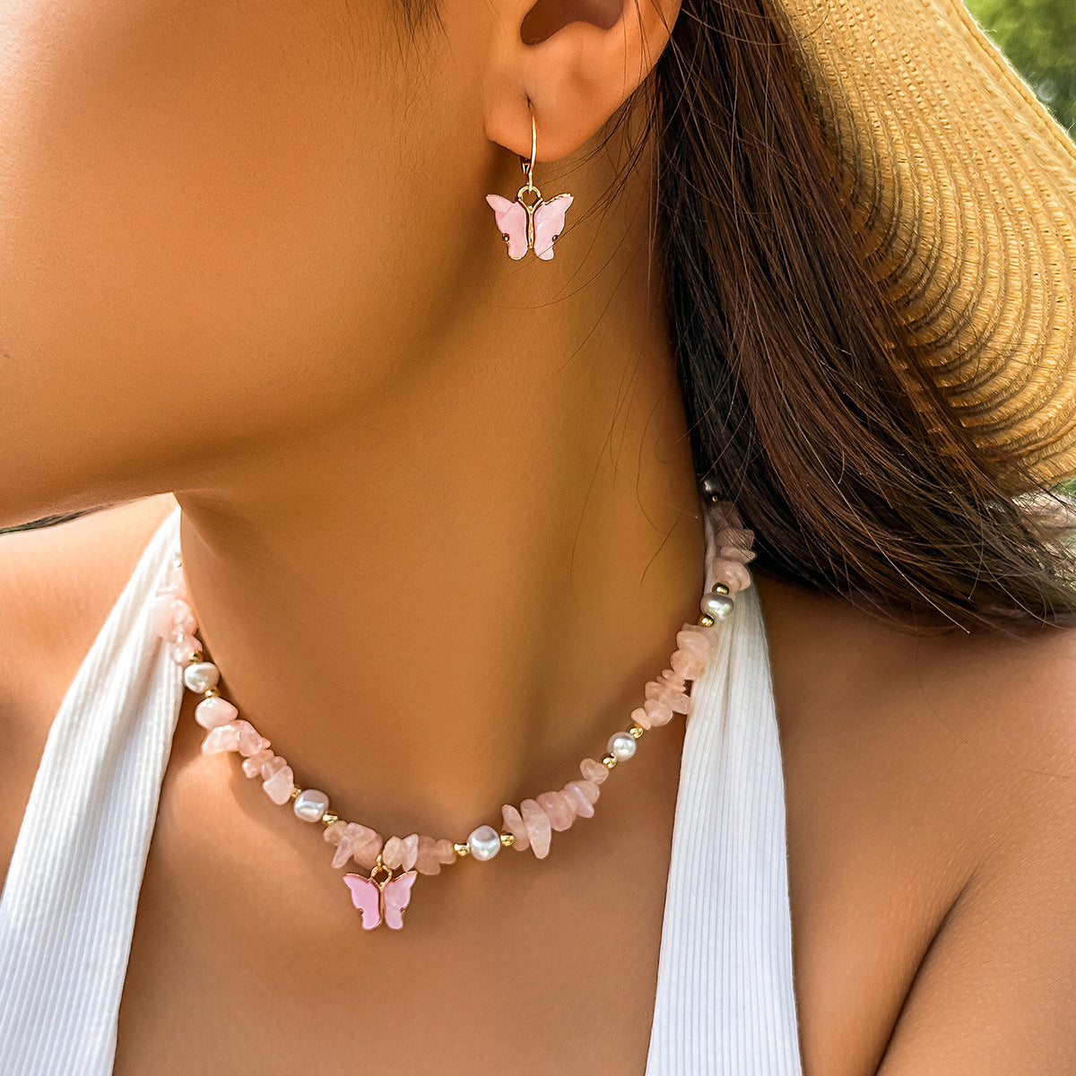 Gravel Beaded Clavicle Chain Pastoral Style Necklaces