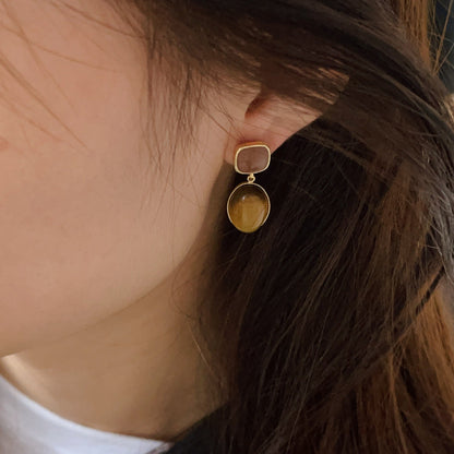 Color Tigereye Advanced Simple Amber Delicate Earrings