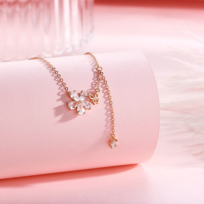 Female Sweet Flowers Clavicle Chain Style Necklaces