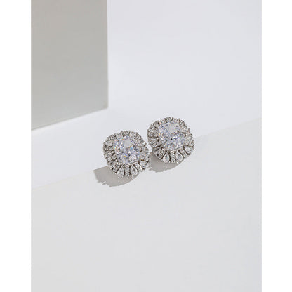 Women's Carbon Diamond Square For Niche Temperament Ice Earrings