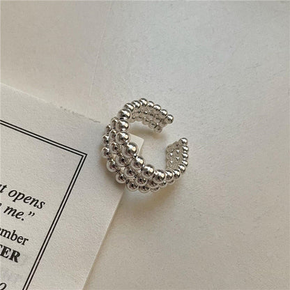 Sier Korean Style Fashion Gradient Round Beads Handmade Rings