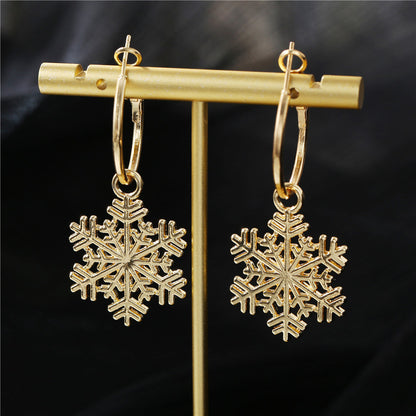 Women's Christmas Simple Hollow Snowflake Gift For Earrings