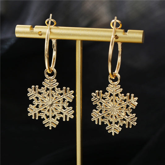 Women's Christmas Simple Hollow Snowflake Gift For Earrings