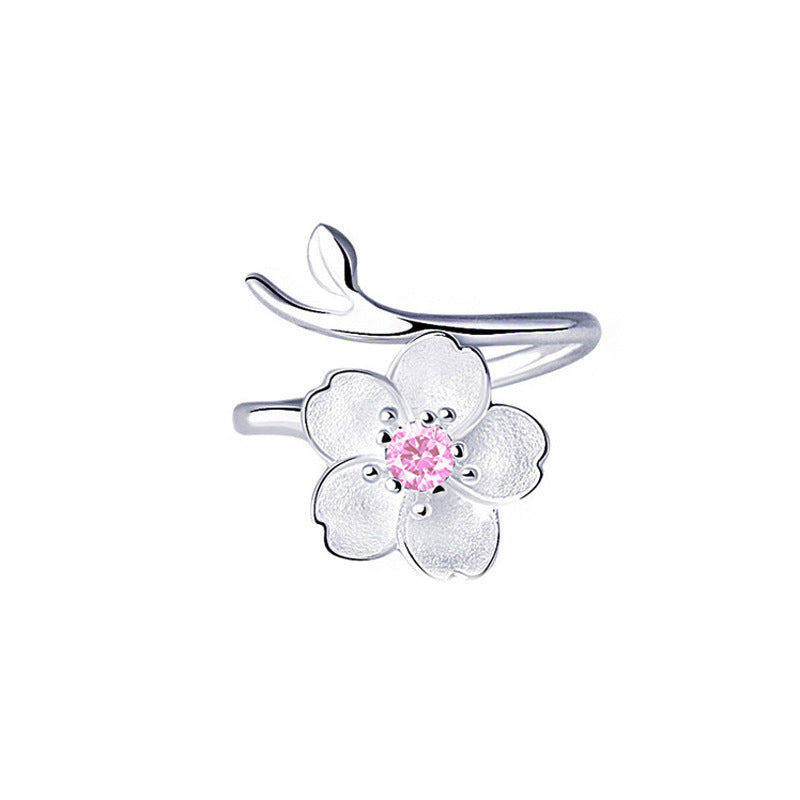 Zircon Flower Index Finger Female Minimalist Creative Rings