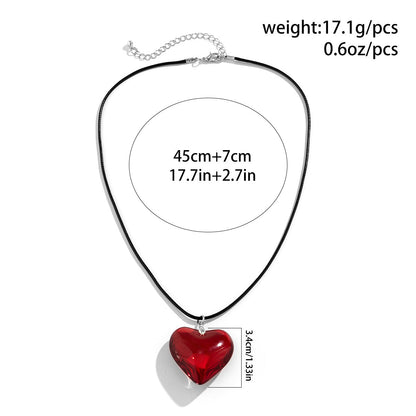 Women's Creative Round Beads Chain Heart Pendant Necklaces