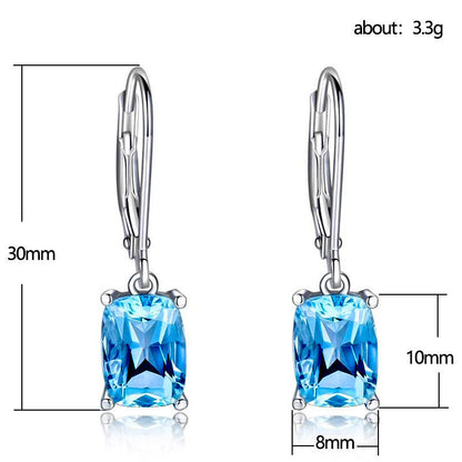 Blue Topaz Drop Female Simple Zircon Earrings