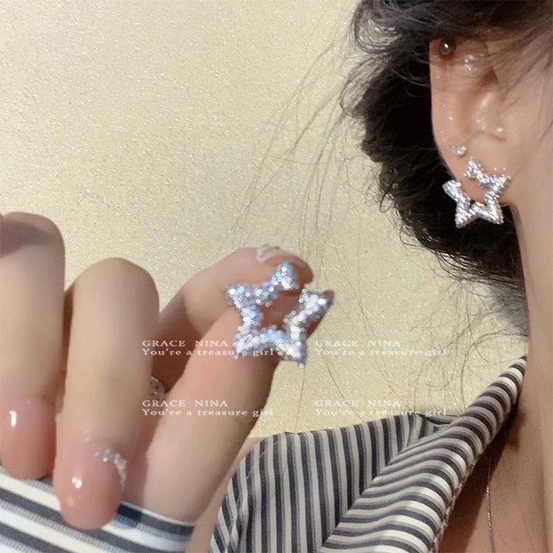 Rhinestone Star Ear Female Sense Light Earrings