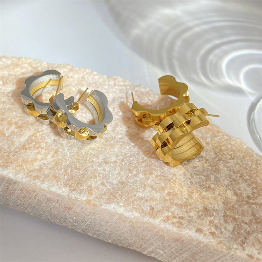 Style Crawler Stitching Two-color Watch Chain Titanium Steel Vacuum Earrings