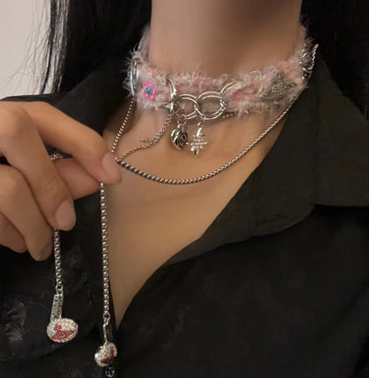 Sweet Plush Stitching Chain Niche Design Necklaces
