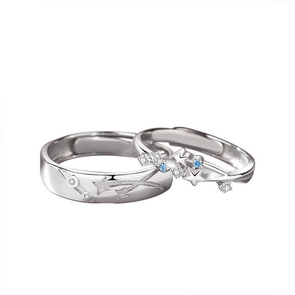 Women's & Men's Stars And One Pair Fresh Diamond Star Open-end Rings