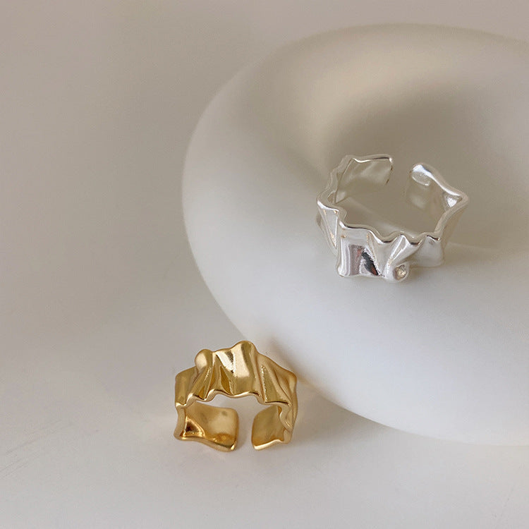 Women's Niche Design Irregular Matte Metal Open For Rings