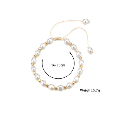 Women's Shaped Imitation Pearl Vintage Hand Weaving Bracelets
