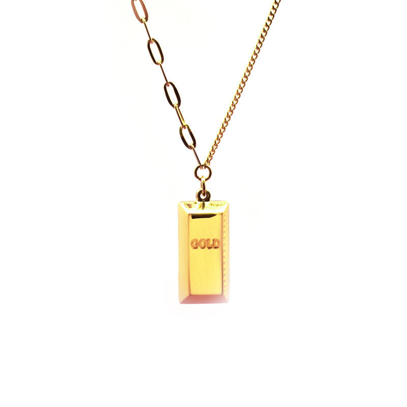Small Gold Bar Female Pendant Titanium Necklaces