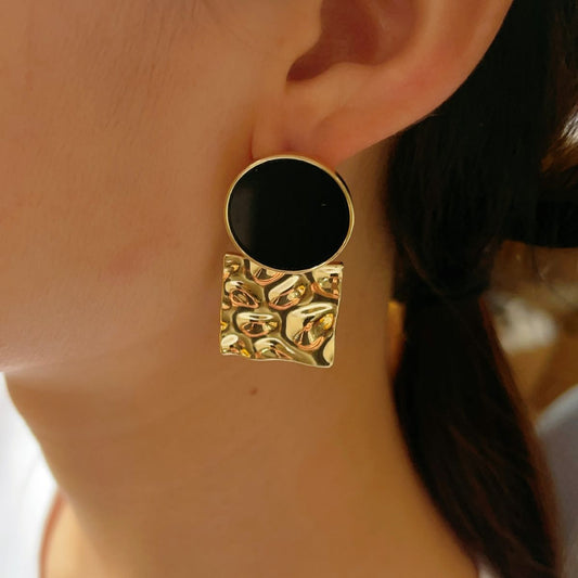 Sier Needle Summer Asymmetric Metal Geometric Earrings