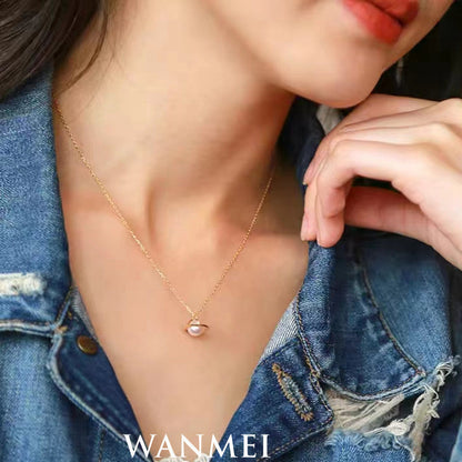 Women's Gold-plated Saturn Pearl Simple Elegant Three-dimensional Necklaces