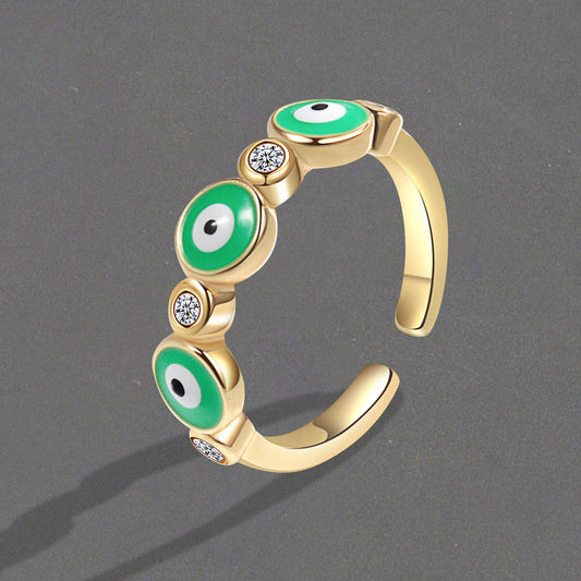 Niche Design Zircon Ornament Dripping Oil Rings