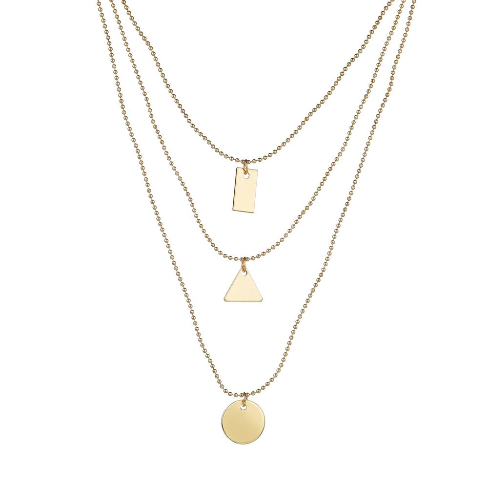 Iron Square Triangle Round Pendant Fashion Necklaces