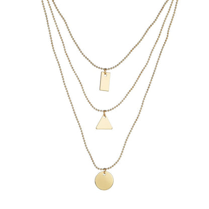 Iron Square Triangle Round Pendant Fashion Necklaces