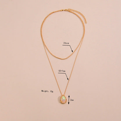 Retro Style Water Drop Imitation Opal Necklaces