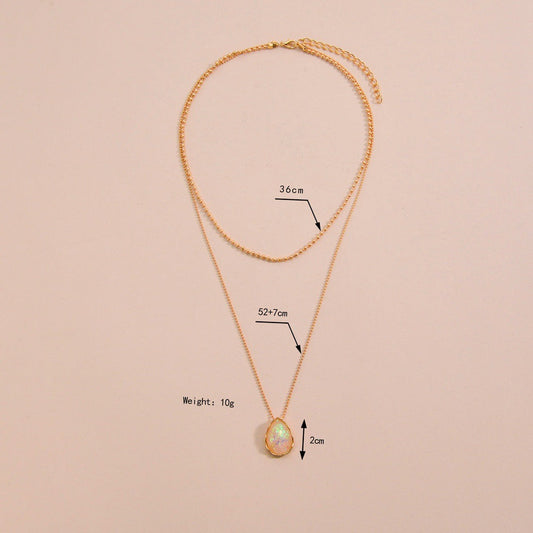 Retro Style Water Drop Imitation Opal Necklaces