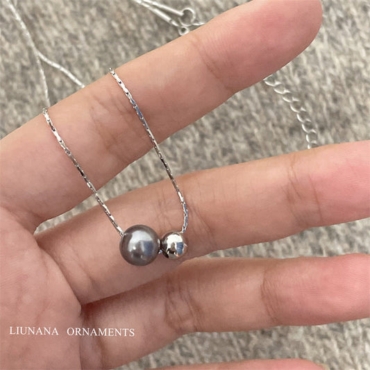 Retro Tahitian Gray Bright Pearl Pendant Temperament Necklaces