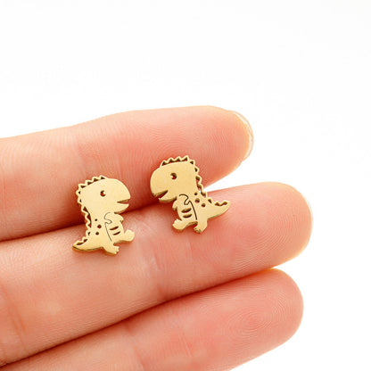 Stainless Steel Cartoon Small Animal Dinosaur Unicorn Earrings
