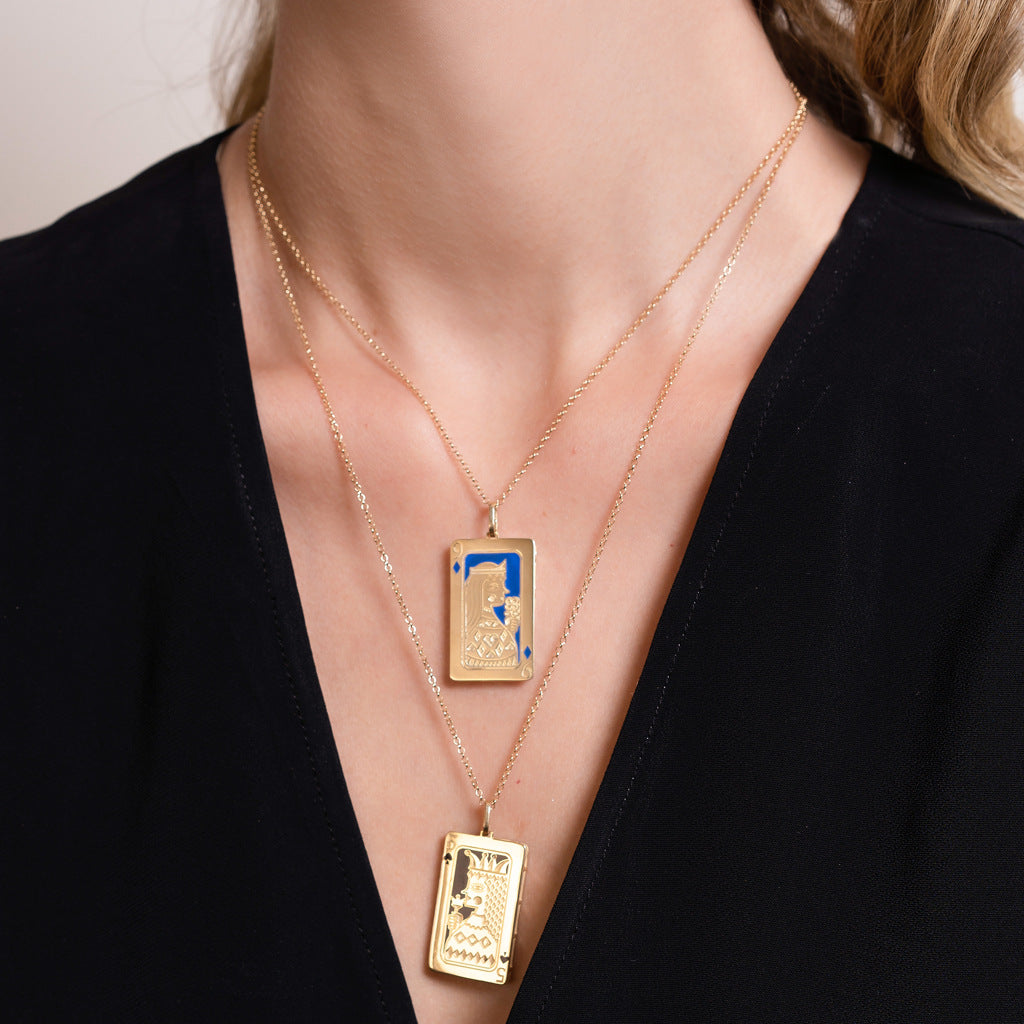Tarot Pendant Playing Card Sweater Chain Necklaces