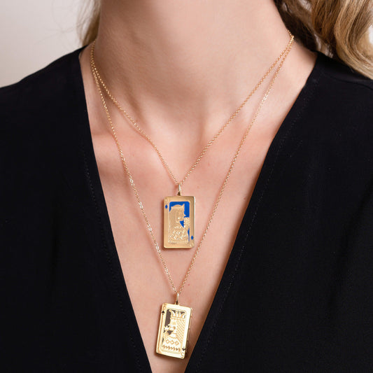 Tarot Pendant Playing Card Sweater Chain Necklaces