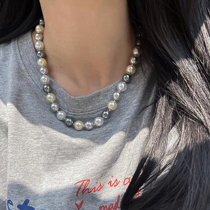 Color Pearl Female Sweater Chain Design Necklaces