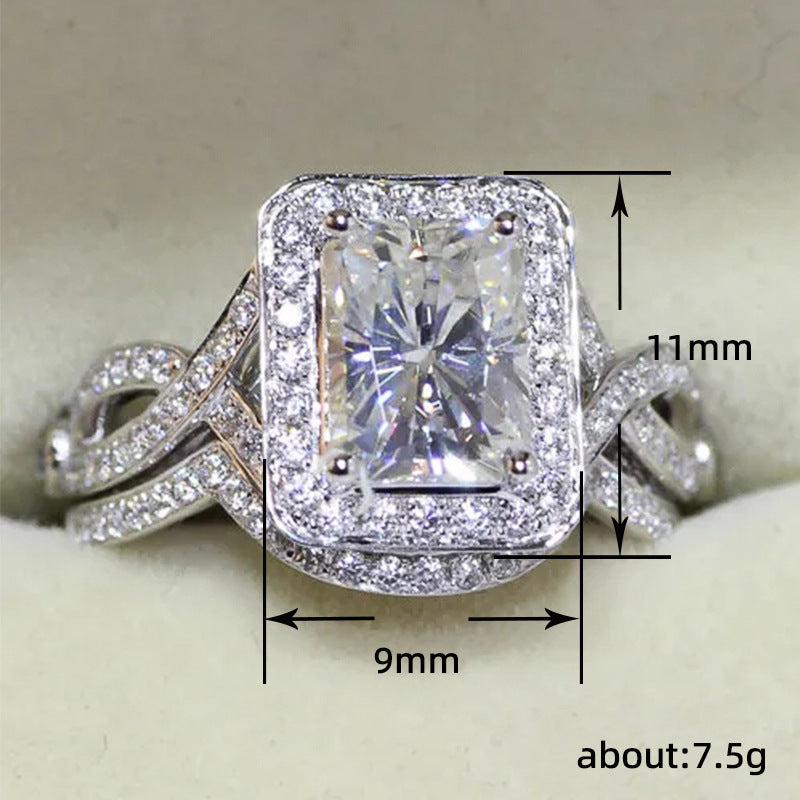 Women's Princess Shi Queen Set Square Twisted Rings