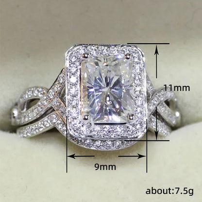 Women's Princess Shi Queen Set Square Twisted Rings