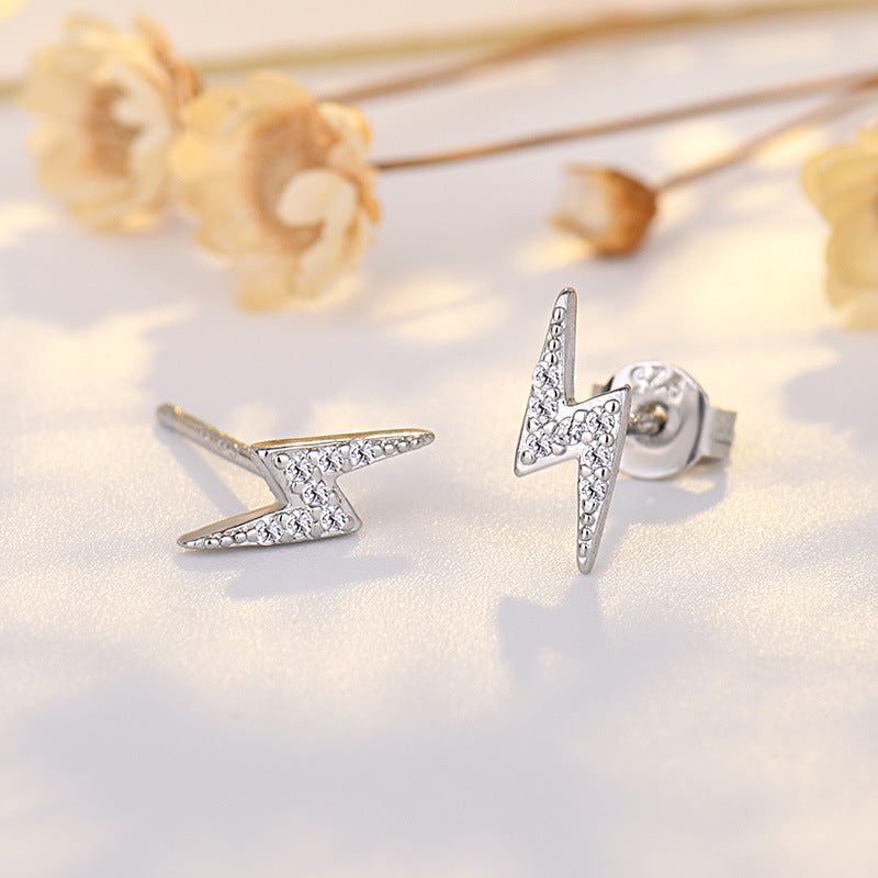 Version Small Sier Needle Lightning Female Earrings