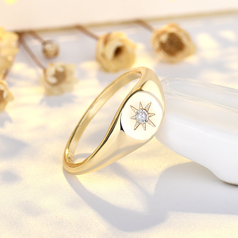 Gold Plated Six-pointed Star Sterling Sier Rings