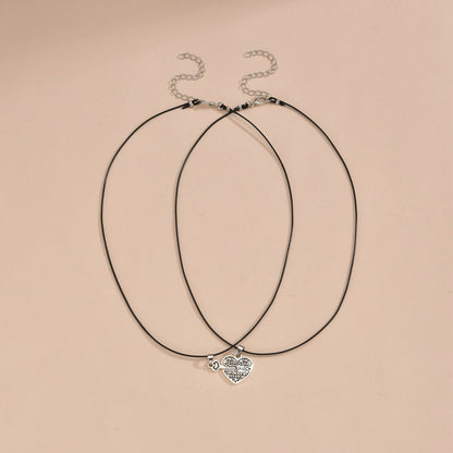 Personalized Love Key Pendant Leather Rope Couple Necklaces