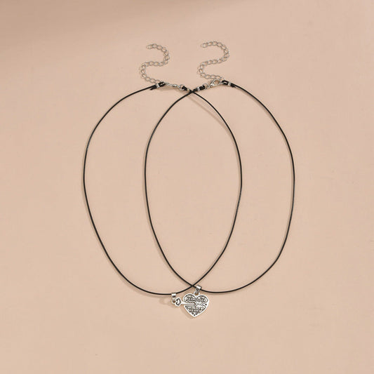 Personalized Love Key Pendant Leather Rope Couple Necklaces