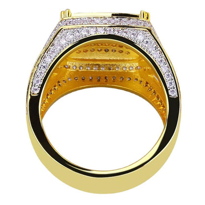 Men's Gold Plated Square Diamond Two-color Engagement Rings