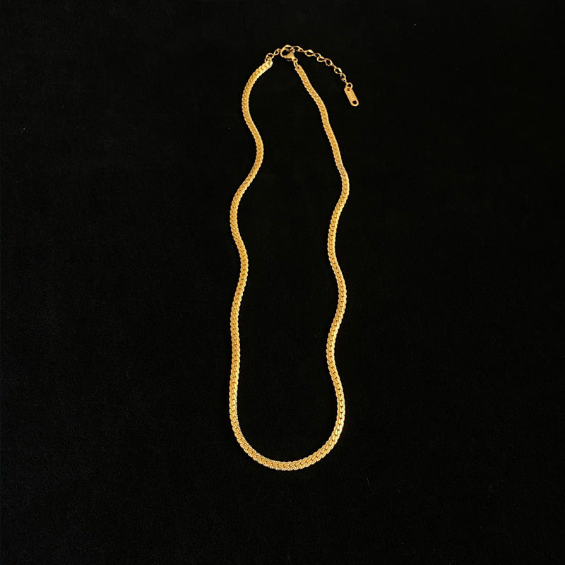 No Fading Wide Flat Snake Bones Necklaces