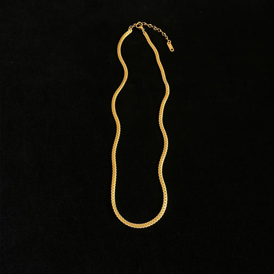 No Fading Wide Flat Snake Bones Necklaces