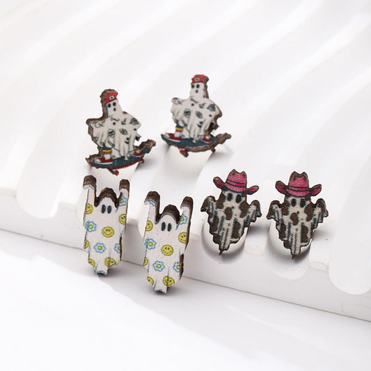 Halloween Pumpkin Funny Personality Creative Ghost Face Earrings