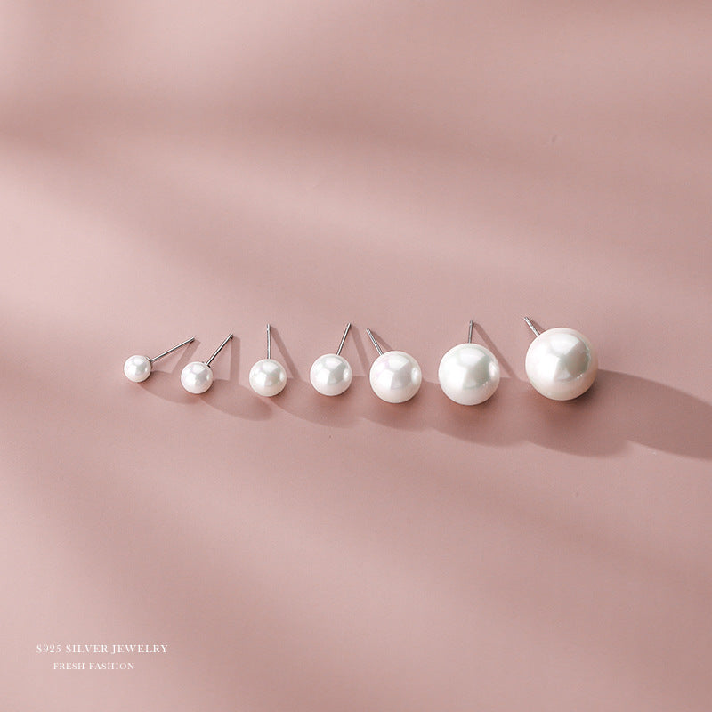 Women's Pearl Sterling Sier Korean Style Simple Earrings