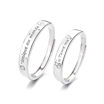 Little Prince And Fox Couple Sterling Sier Simple Rings