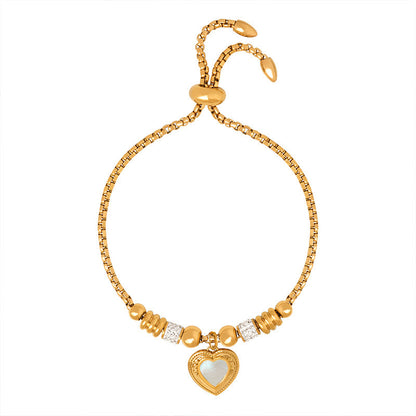 Women's Titanium Steel Gold-plated Pendant Retro Heart-shaped Bracelets