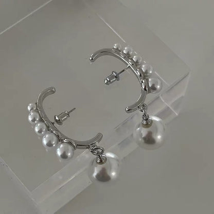 Women's Sier Needle Pearl For Graceful Personality Rings