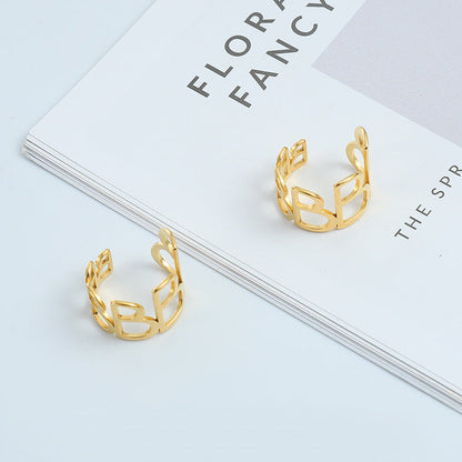 Personalized Golden Geometric Open Letter Adjustable Rings
