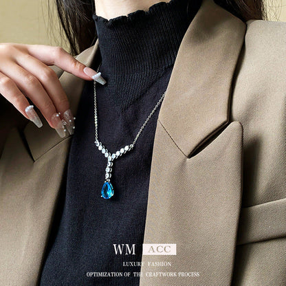 Cross Water Drop Three Fork Personality Fashion Necklaces